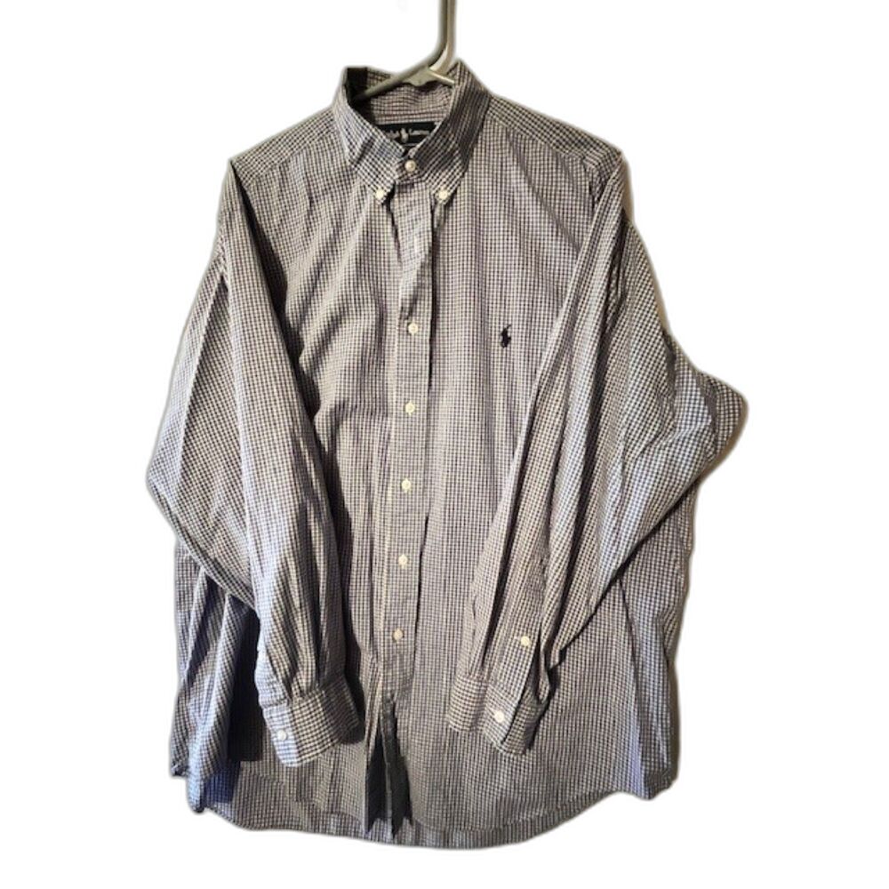 Ralph Lauren blue and yellow check button down long sleeved shirt 17-34